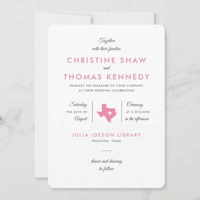 Invitaciones tipográficas modernas para Boda de Te (Anverso)