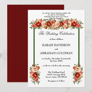 Invitaciones tradicionales a la boda judía - Rosas