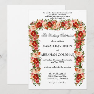 Invitaciones tradicionales a la boda judía - Rosas