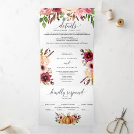 Invitaciones Tri-Fold Boda Bliss de otoño RSVP