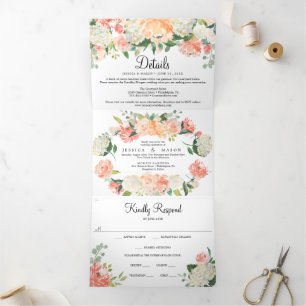 Invitaciones Tri-Fold Boda Floral de bonito