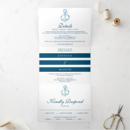Invitaciones tridimensionales a bodas náuticas de 