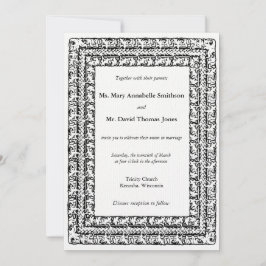 Invitaciones triples de casamiento de borde foral