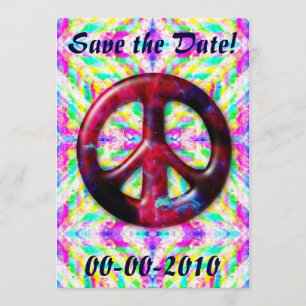 Invitaciones Trippy del signo de la paz de la