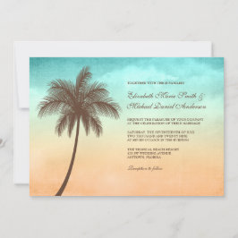 Invitaciones tropicales de la boda de la palmera