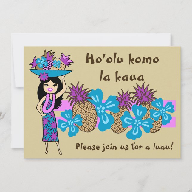 Invitaciones tropicales de Pineapple Luau (Anverso)