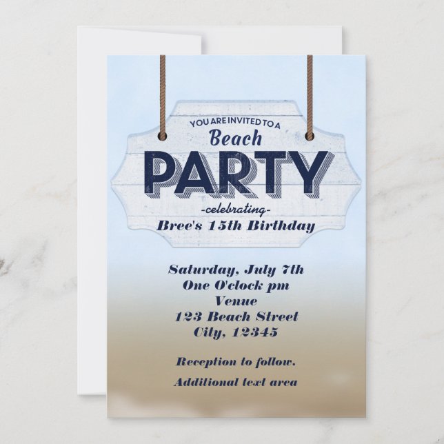 Invitaciones tropicales de Rótulo de madera blanca (Anverso)