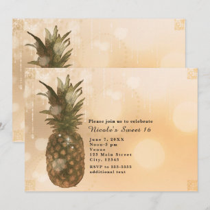 Invitaciones Tropicales Elegantes de Piña Dorada G