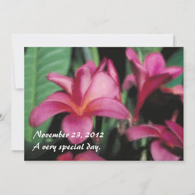 Invitaciones tropicales hawaianas del Plumeria (Anverso)