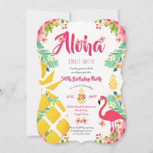 Invitaciones tropicales hawaianas para cumpleaños 