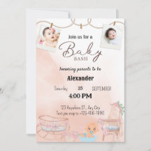 invitaciones Twins Pink Diaper Bash