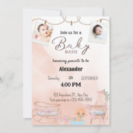 invitaciones Twins Pink Diaper Bash