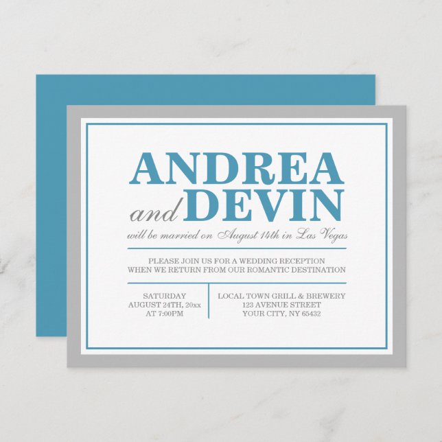 Invitaciones Únicamente para la Recepción de Boda  (Anverso / Reverso)