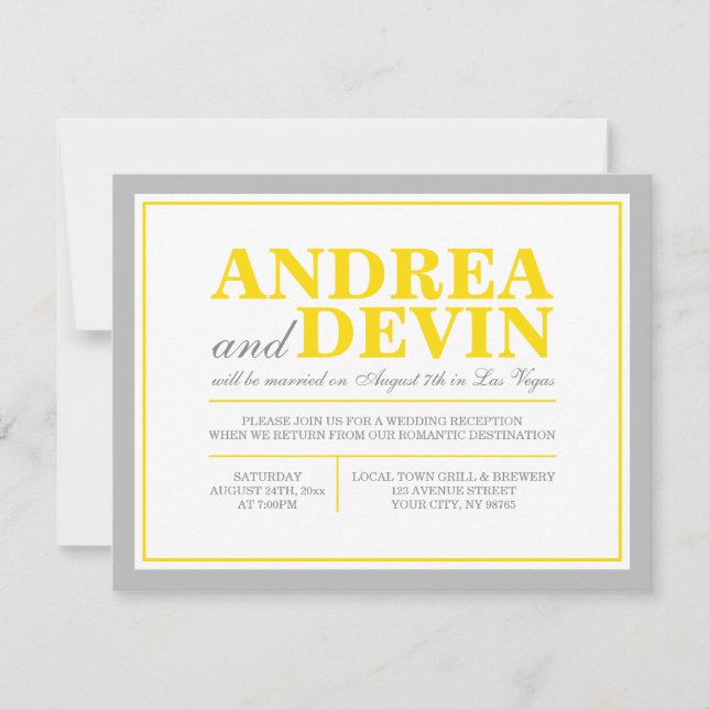 Invitaciones Únicamente para la Recepción de Boda  (Anverso)