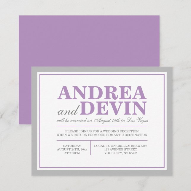 Invitaciones Únicamente para la Recepción de Boda  (Anverso / Reverso)