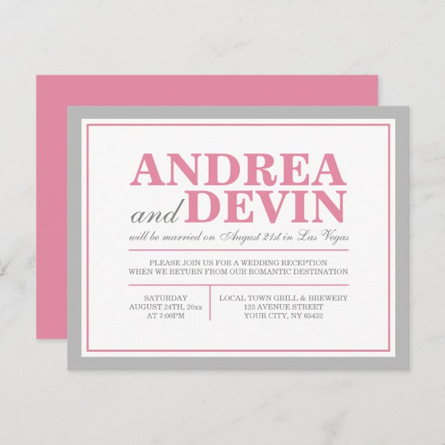Invitaciones Únicamente para la Recepción de Boda  (Anverso / Reverso)