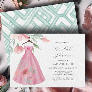 Invitaciones únicas a ducha de novia azul rosado y