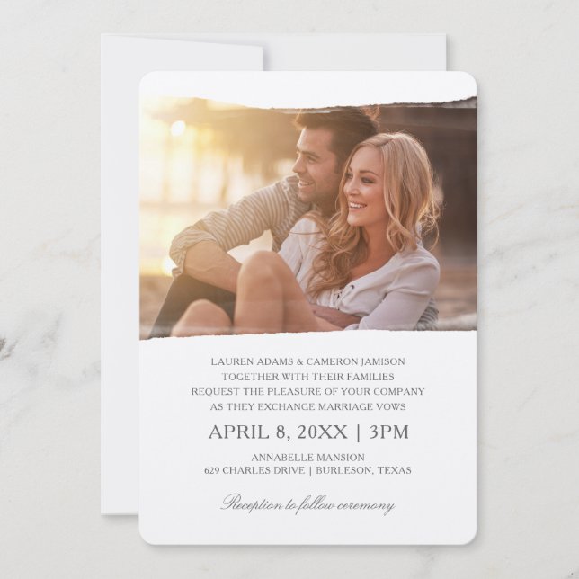 Invitaciones únicas a la boda de fotos | Acuarela (Anverso)