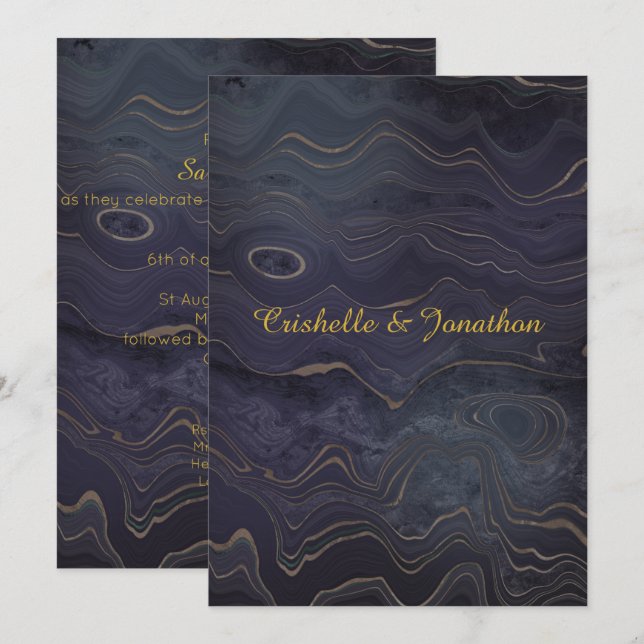 Invitaciones únicas a la boda de oro de la Marina  (Anverso / Reverso)