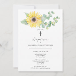 Invitaciones únicas al bautismo acuarela girasol