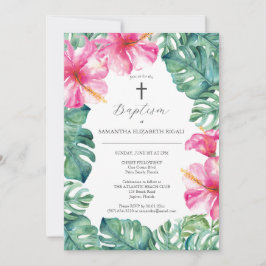 Invitaciones únicas de bautismo a flores tropicale