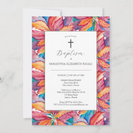 Invitaciones únicas de bautismo coloridas Poinsett