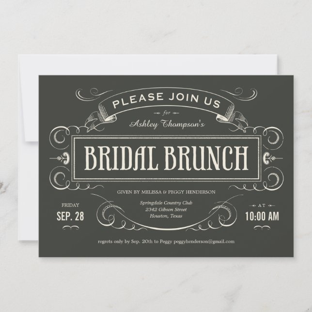 Invitaciones únicas de brunch nodal vintage (Anverso)