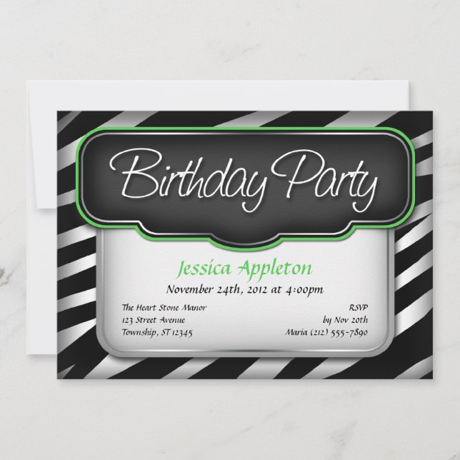 Invitaciones únicas de cumpleaños verdes para la i (Anverso)