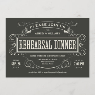 Invitaciones únicas de la cena del ensayo del