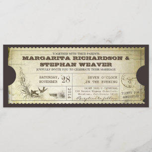 invitaciones únicas del boda del boleto del