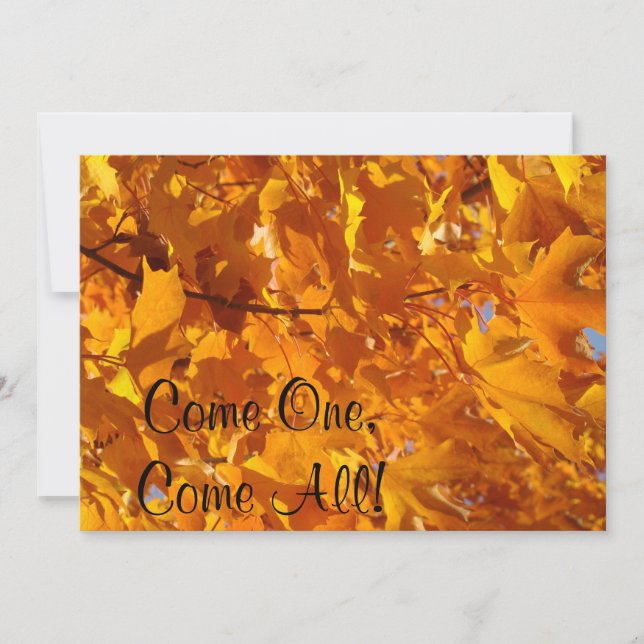 Invitaciones Ven Todos Otoño Hojas Doradas (Anverso)