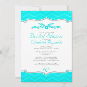 Invitaciones verde azuladas a la ducha de novia Zi