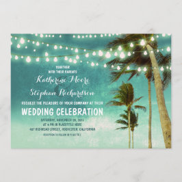 Invitaciones verde azuladas de bodas en la playa