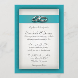 Invitaciones verde azuladas de la boda
