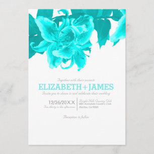 Invitaciones verde azuladas de la boda de la flor