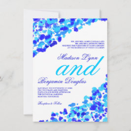 Invitaciones verde azuladas de la boda del azul