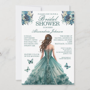 Invitaciones verde azuladas para el vestido de duc