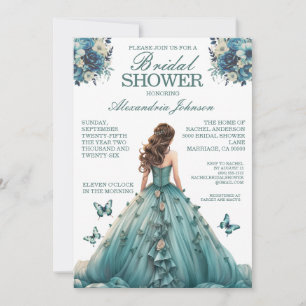 Invitaciones verde azuladas para el vestido de duc