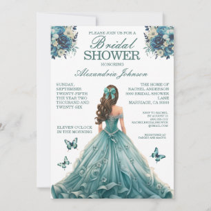 Invitaciones verde azuladas para el vestido de duc