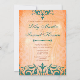 Invitaciones verde azuladas rústicas, toscanas de