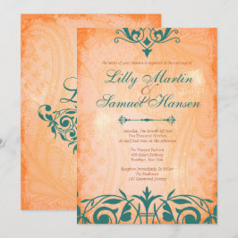 Invitaciones verde azuladas rústicas, toscanas de