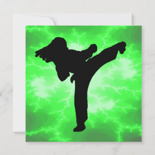 Invitaciones verdes del Chica Martial Arts Lightni