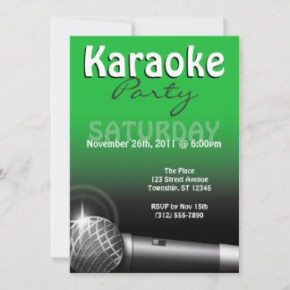 Invitaciones verdes del Fiesta de Karaoke