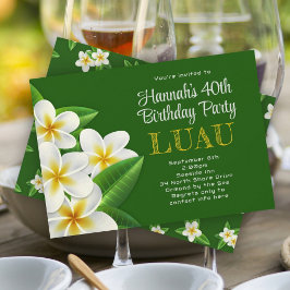 Invitaciones verdes del Fiesta de Luau de Hawái Fr
