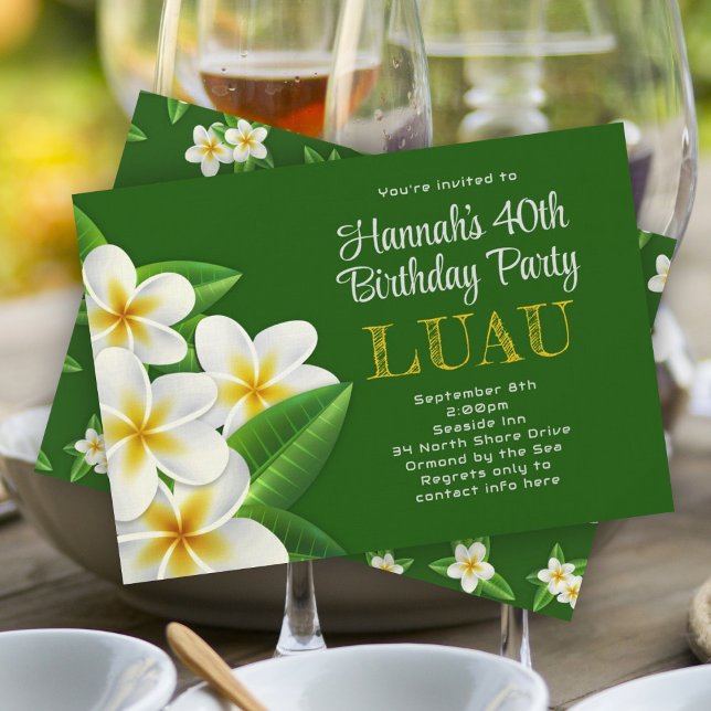 Invitaciones verdes del Fiesta de Luau de Hawái Fr (Subido por el creador)