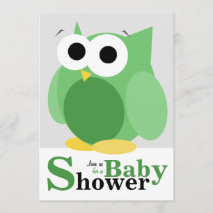 Invitaciones verdes divertidas grandes de Baby