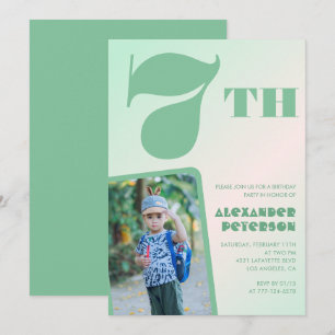 Invitaciones verdes para el 7° cumpleaños Colorful