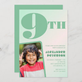 Invitaciones verdes para el 9° aniversario Colorfu