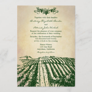 Invitaciones verdes toscanas de la boda del viñedo