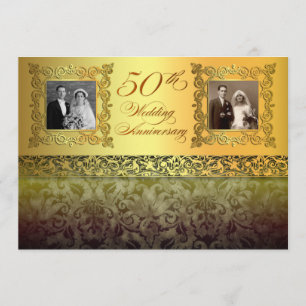 invitaciones vintage de dos fotos para 50 aniversa